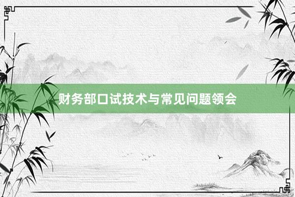 财务部口试技术与常见问题领会